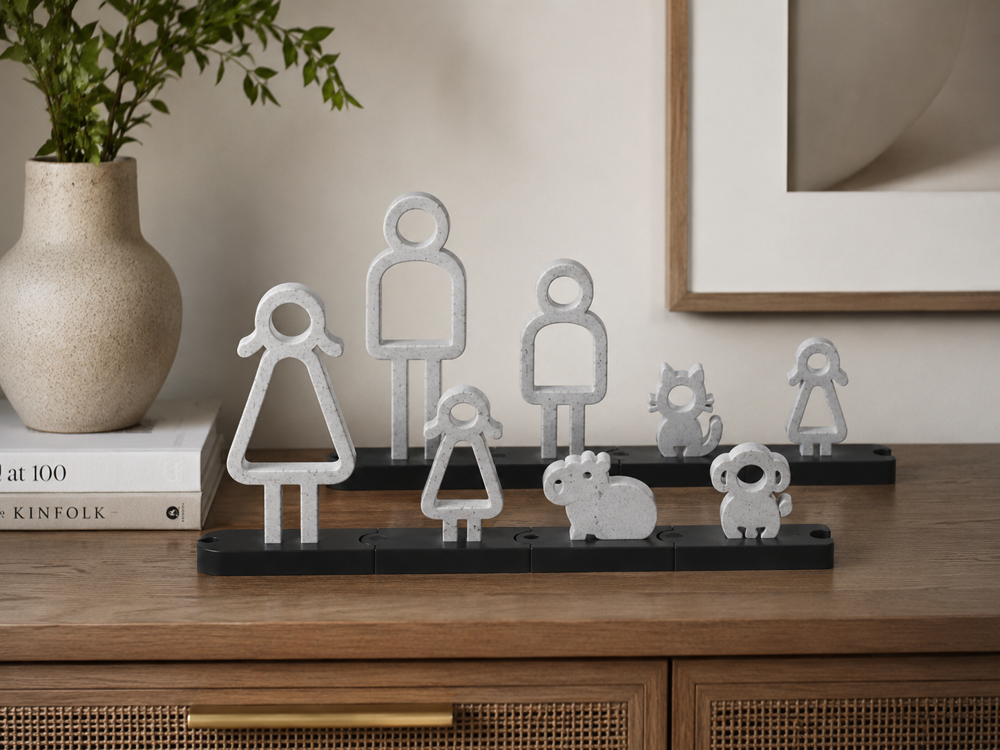 Escultura Decorativa Família com Pets