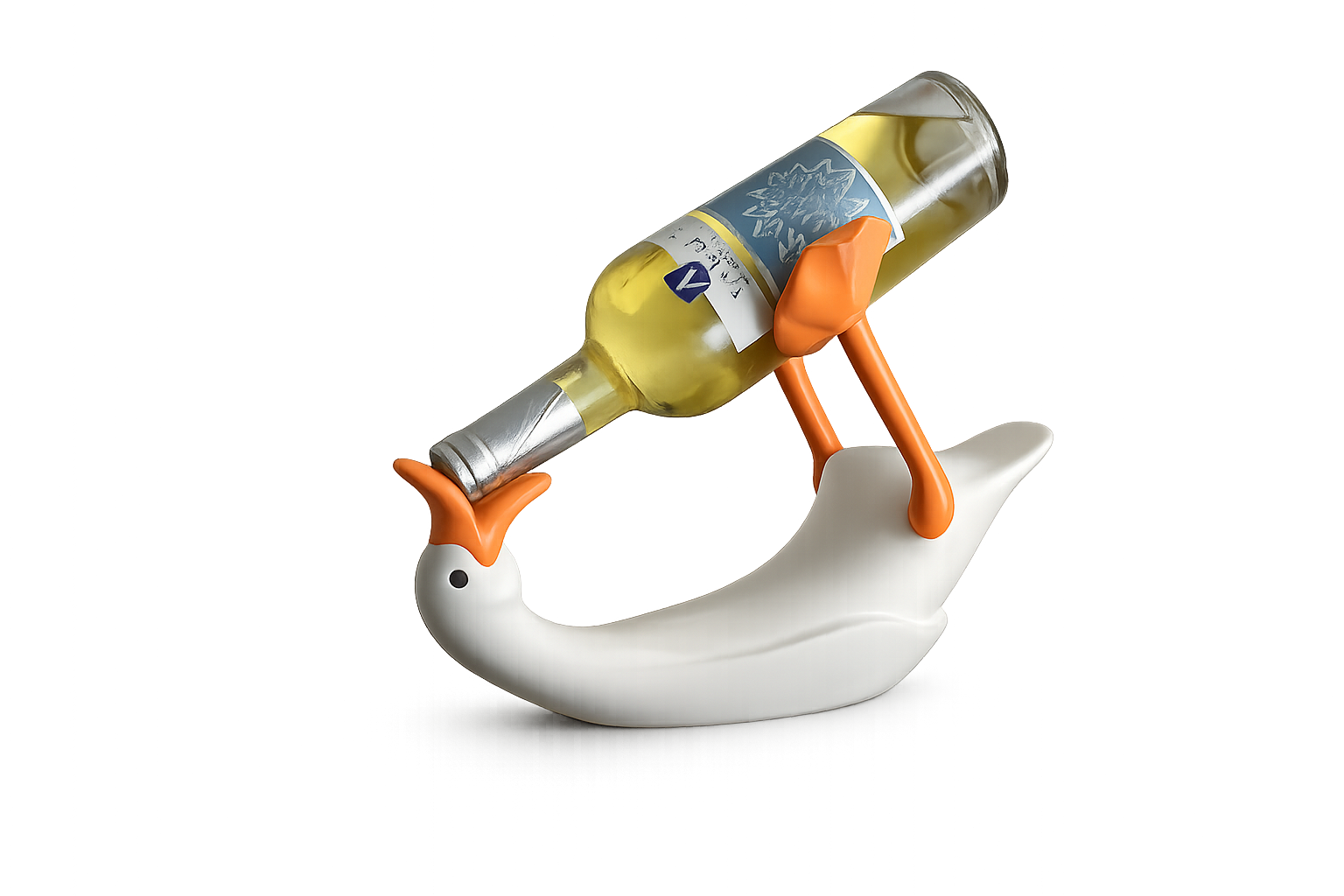 Suporte de Garrafa Porta-Vinho Pato Equilibrista